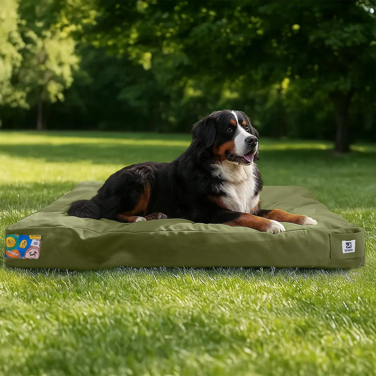 42 Inch Indestructible Canvas Outdoor Dog Bed for Extra Large Dogs, Chew Proof Waterproof Pet Bed with Machine Washable Removable Cover, Durable Indoor Patio Pet Pad for Crate, Green