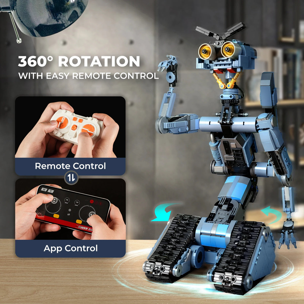Johnny 5 Robot Building Blocks Set with Remote Control - Rechargeable,Boys and Girls Gift for Halloween & Chirstmas