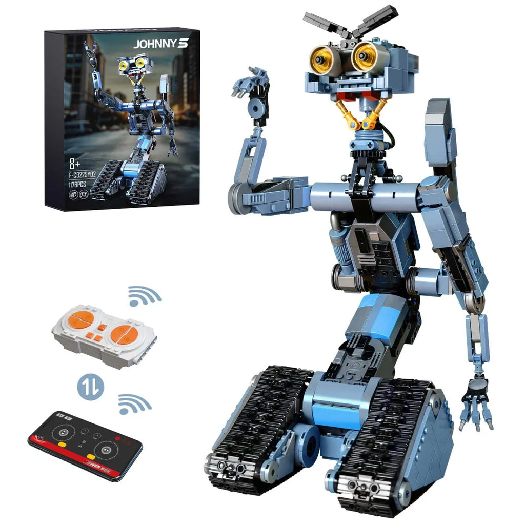 Johnny 5 Robot Building Blocks Set with Remote Control - Rechargeable,Boys and Girls Gift for Halloween & Chirstmas