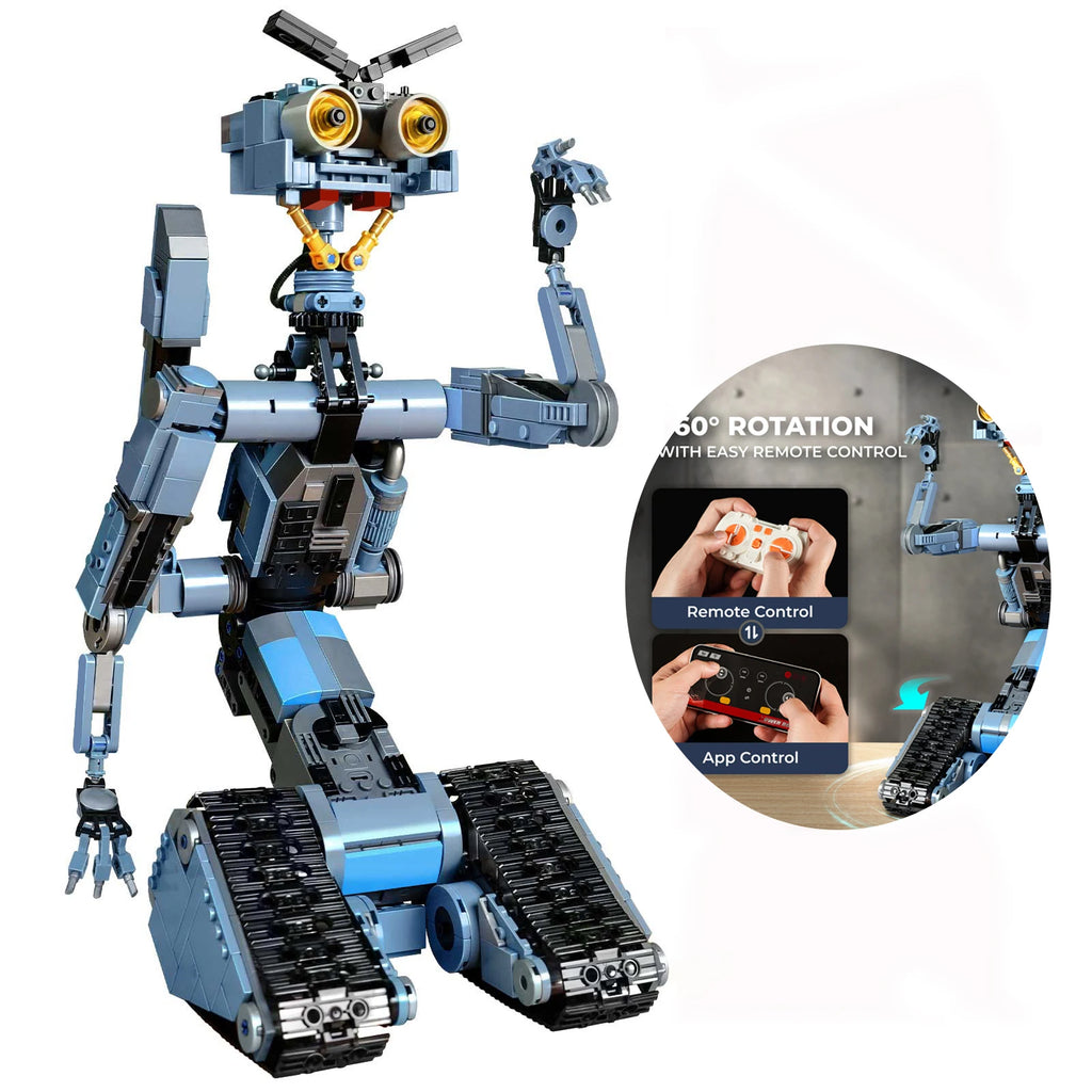Johnny 5 Robot Building Blocks Set with Remote Control - Rechargeable,Boys and Girls Gift for Halloween & Chirstmas