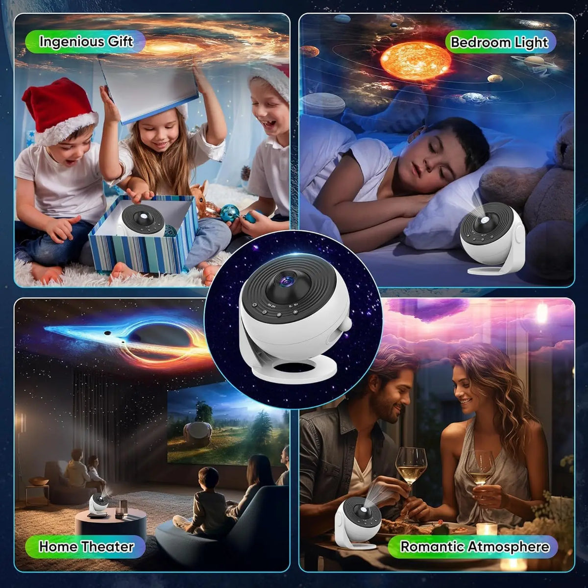 Upgrade Galaxy Projector Pro, Lomoo 13 in 1 HD Planetarium Star The Milky Way Projector for Bedroom, 360 Rotating Star Light wit
