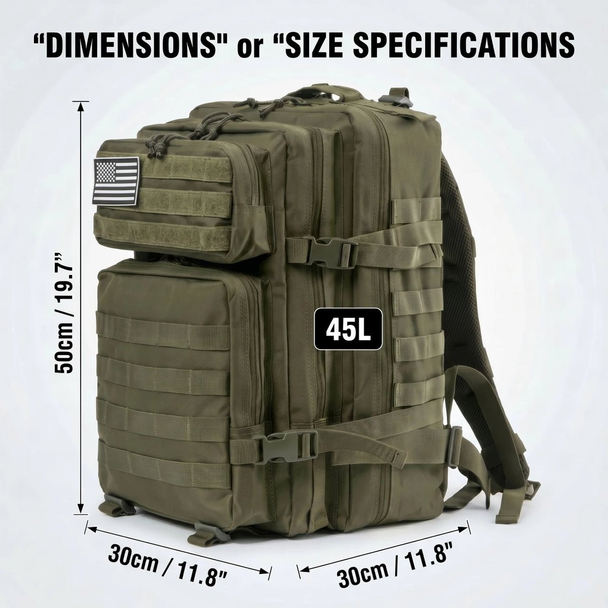 45L Tactical Travel Backpack Molle Storage Bag Large Capacity Multi Pocket Wear Resistant Camping Hiking Trekking Rucksack Durable Outdoor Mountain Climbing Daypack For Men Women Travellers Bushcraft Wilderness Trip Daily Com