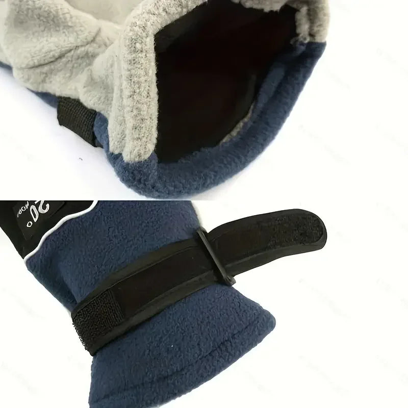 1 Pair Full Finger Fleece Gloves Men's and Women's Winter Outdoor Windproof Warm Gloves Suitable for Riding, Fishing, Skiing