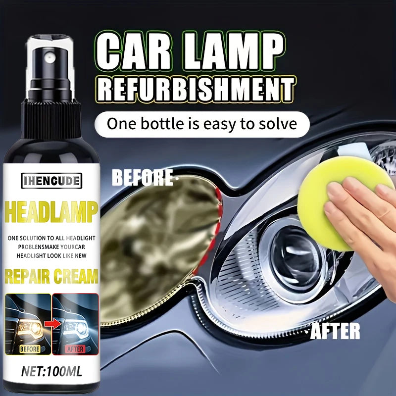100ml Ceramic Headlight Restoration Spray, Premium Car Headlight Repair Tool - Removes Yellowing and Oxidation, Restores Clarity