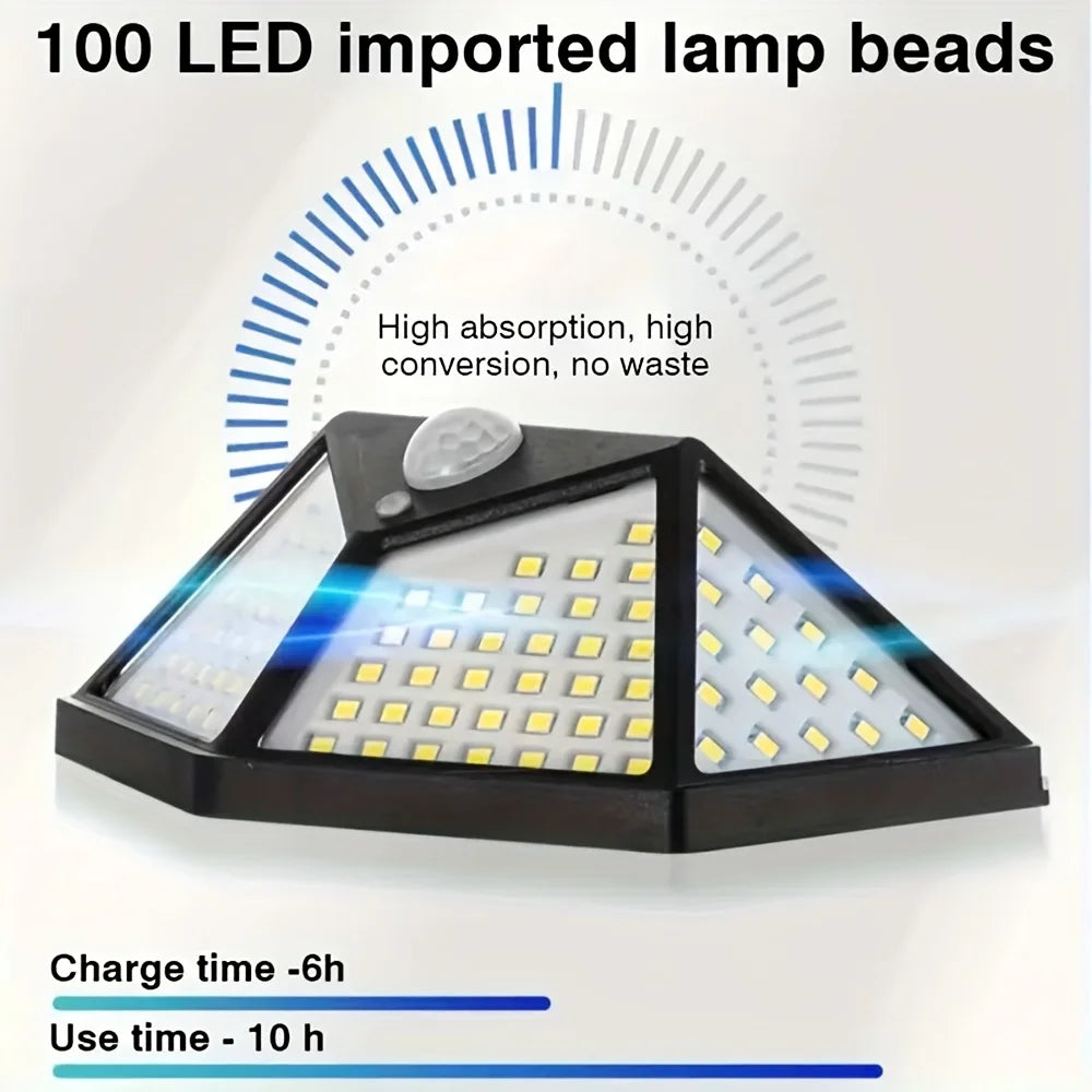 100LED Solar Flood Lights 3 Modes Outdoor Solar Motion Security Solar Light Waterproof for Garden Patio Garage Wall Light