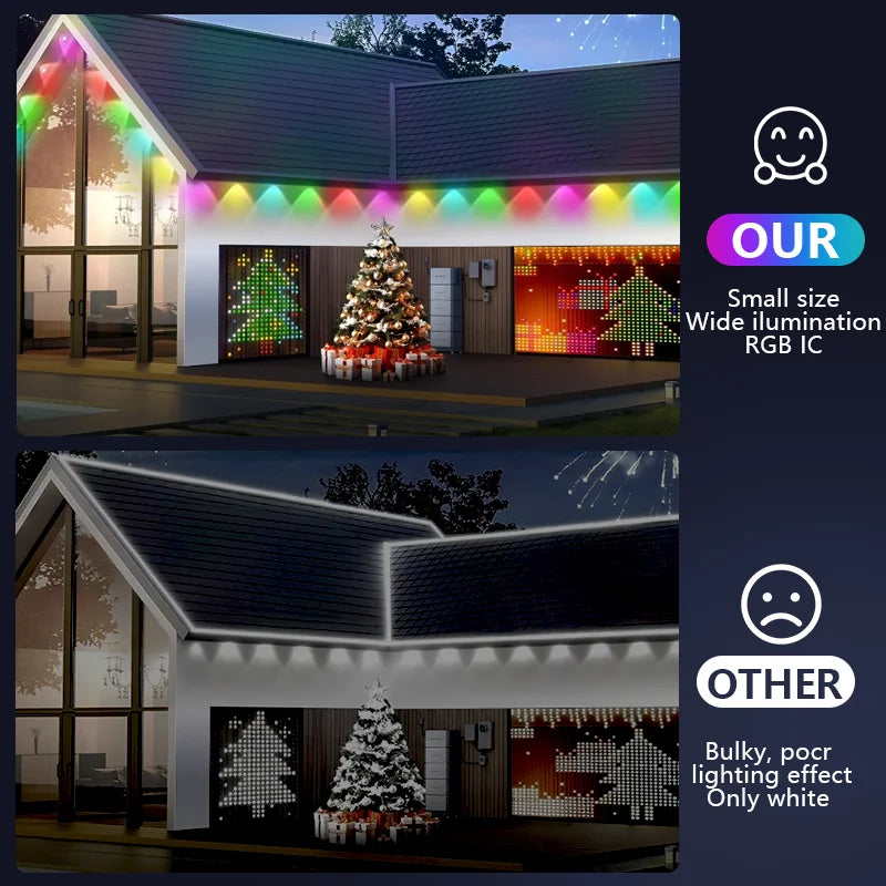 150ft 100ft 50ft Permanent Outdoor Lights Smart RGBIC Outdoor Lights with 75 Scene Modes String Lights with 90 LEDs for Garden