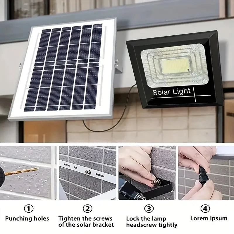 400W Led Solar Light High bright 2 Head Flood Light Waterproof Outdoor Garden wall light with Aluminum solar panel For garden