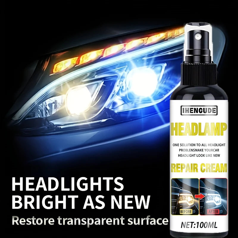 100ml Ceramic Headlight Restoration Spray, Premium Car Headlight Repair Tool - Removes Yellowing and Oxidation, Restores Clarity